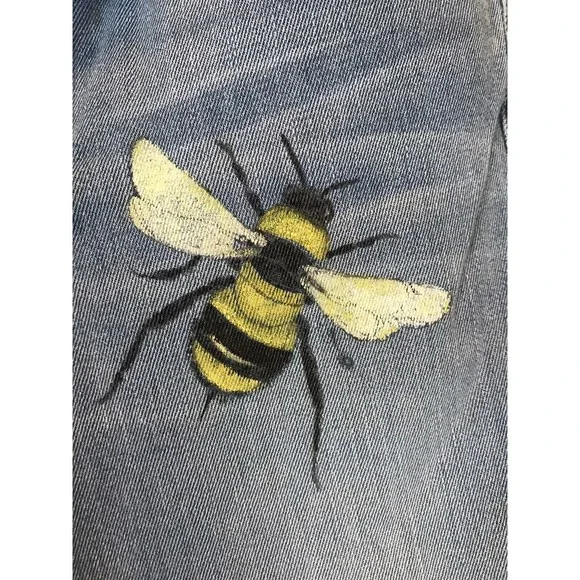 hand paint bee FRAME JEANS le boy high waist raw hem light blue